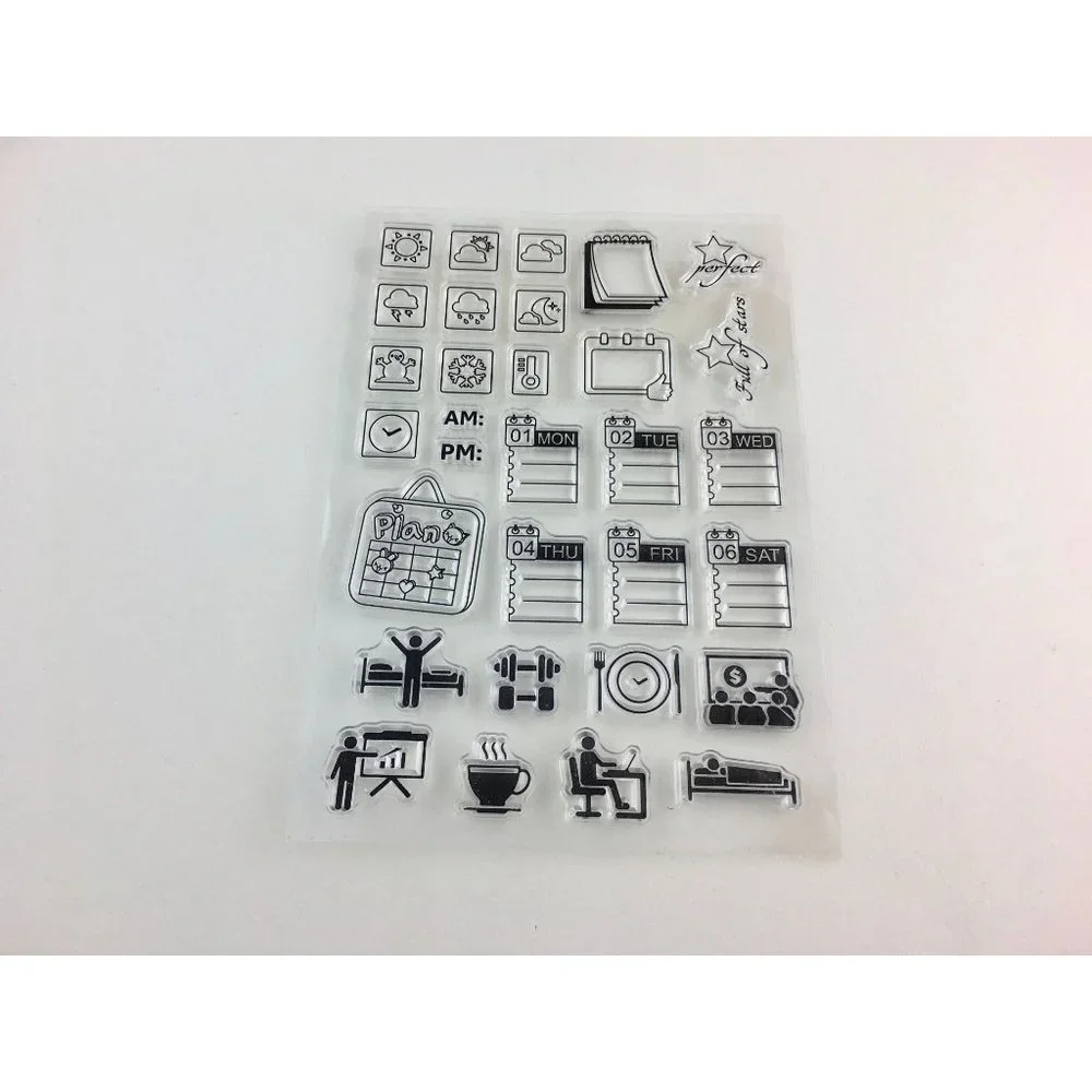 Daily Planner Stamp Kit Weather Activities Tracking 31 pc for Journals Diary mq